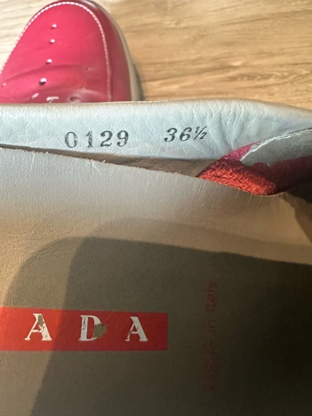 Prada Red Perforated Leather Slip-On Mules - Picture 7 of 8